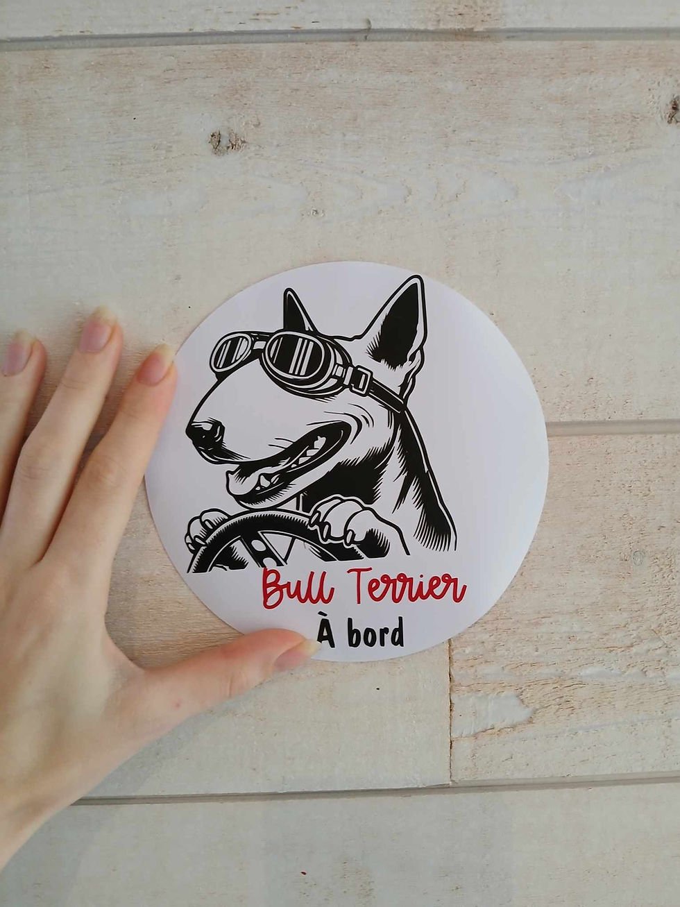 Miniature : Autocollant bull Terrier Pilote