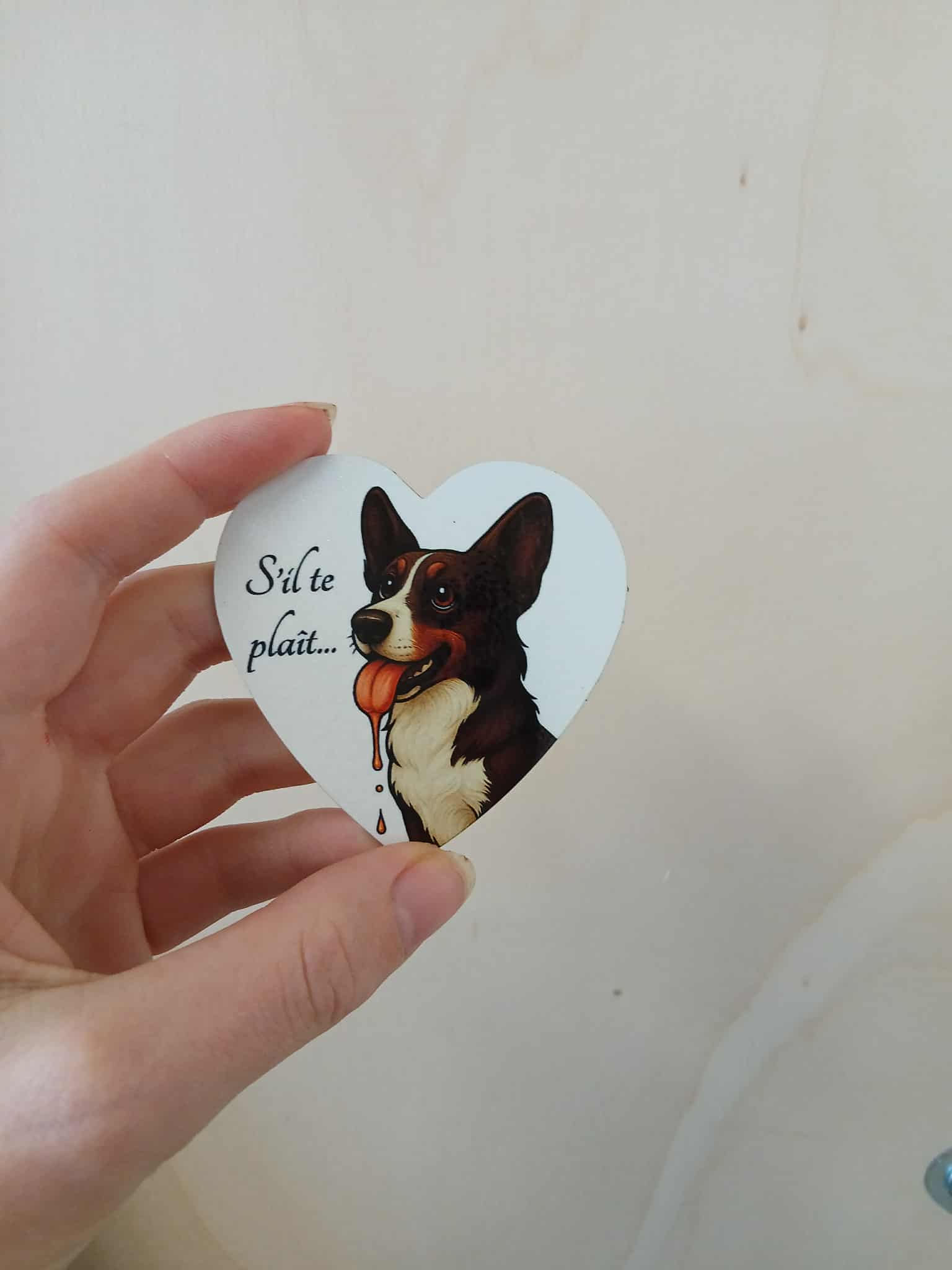 Magnet Cœur – Corgi cardigan « S’il te plaît… »