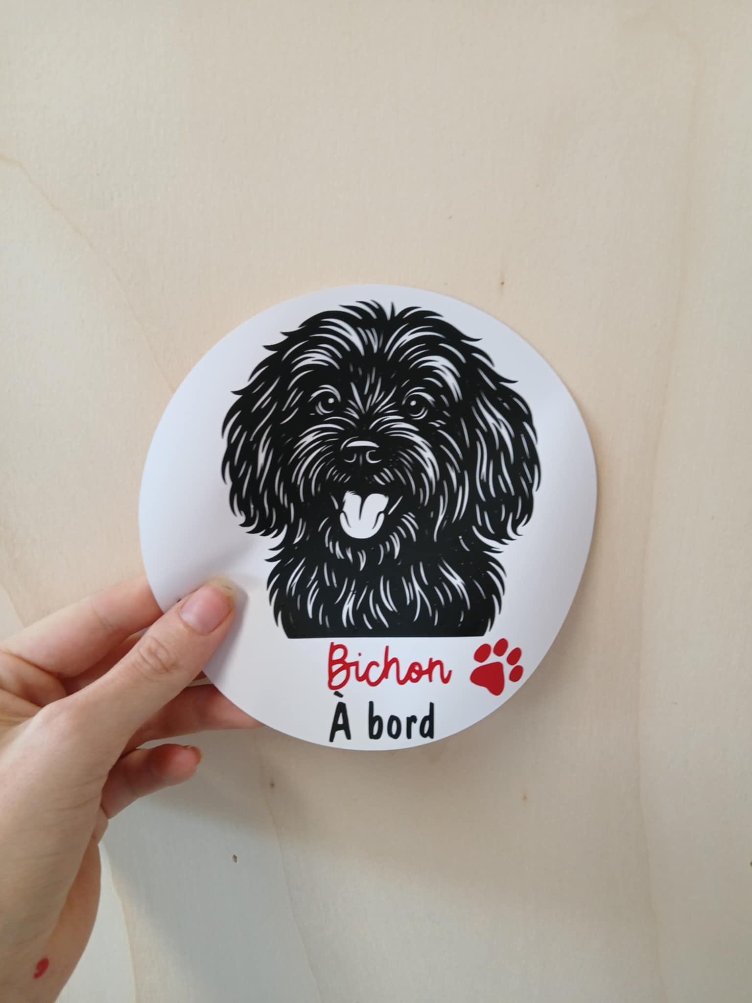 Autocollant  Bichon noir