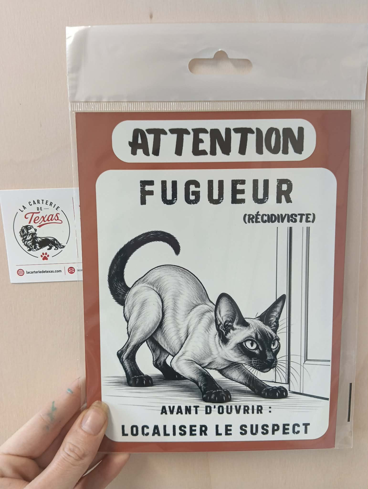 Plaque Siamois – Attention Fugueur (récidiviste)
