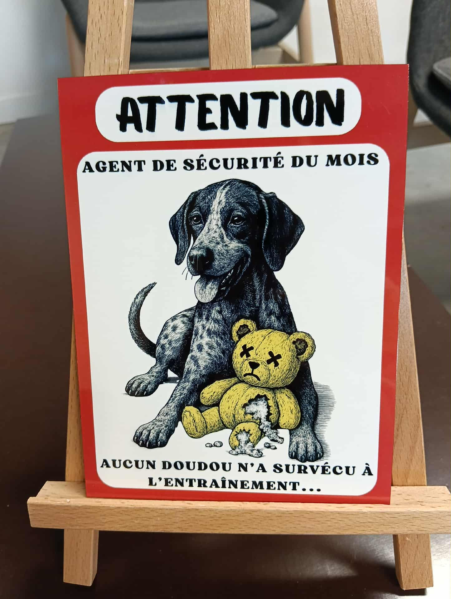 🛑 Attention au chien – Panneau humour Braque Allemand 15×20 cm