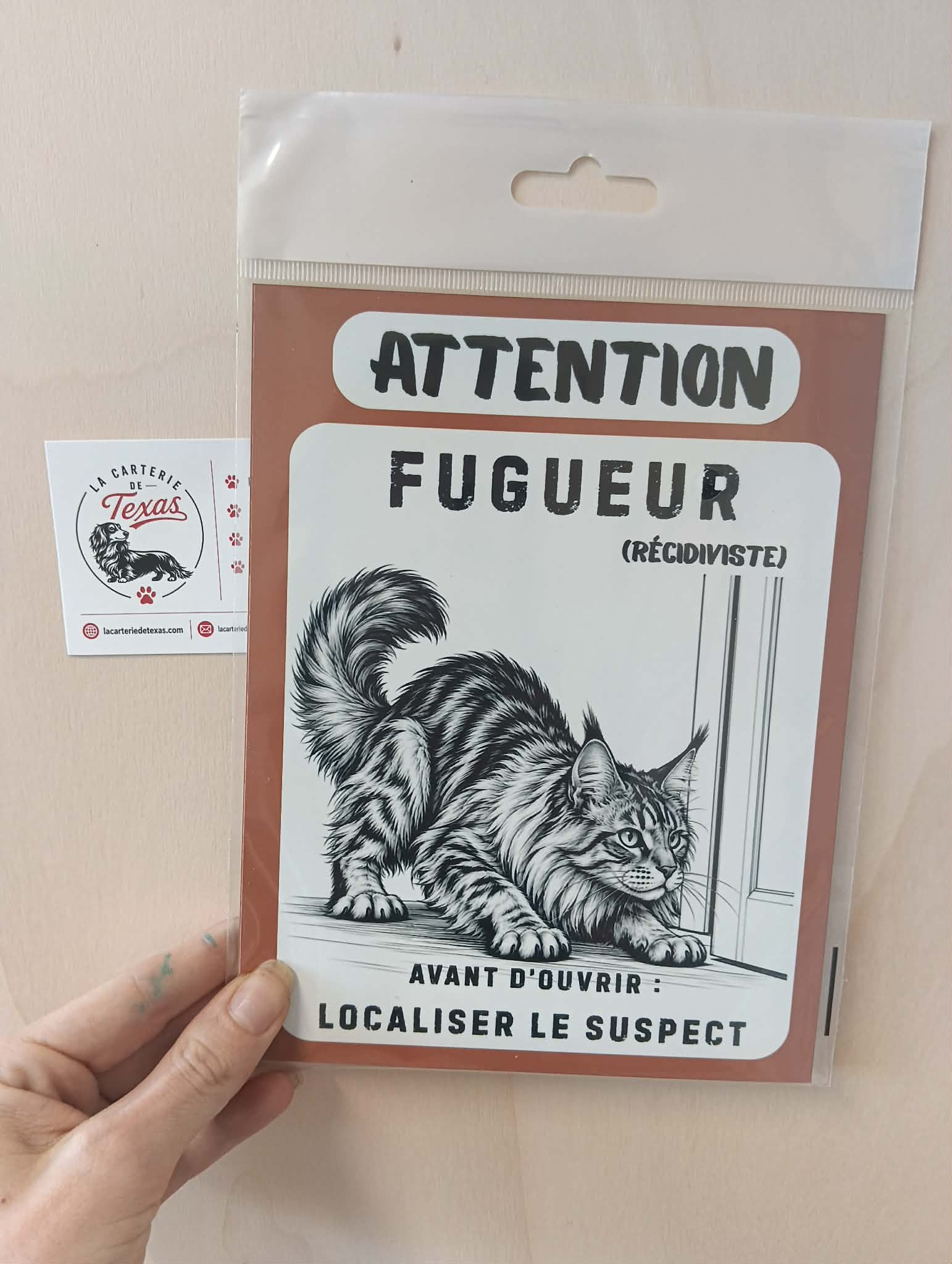 Plaque Maine Coon – Attention Fugueur (récidiviste)