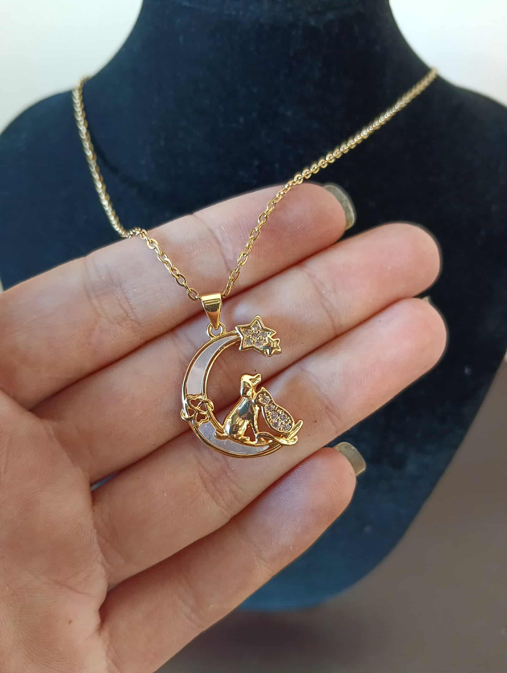 Collier “Chien & Chat sous la Lune” – Le bijou des amoureux des poilus 🌙✨