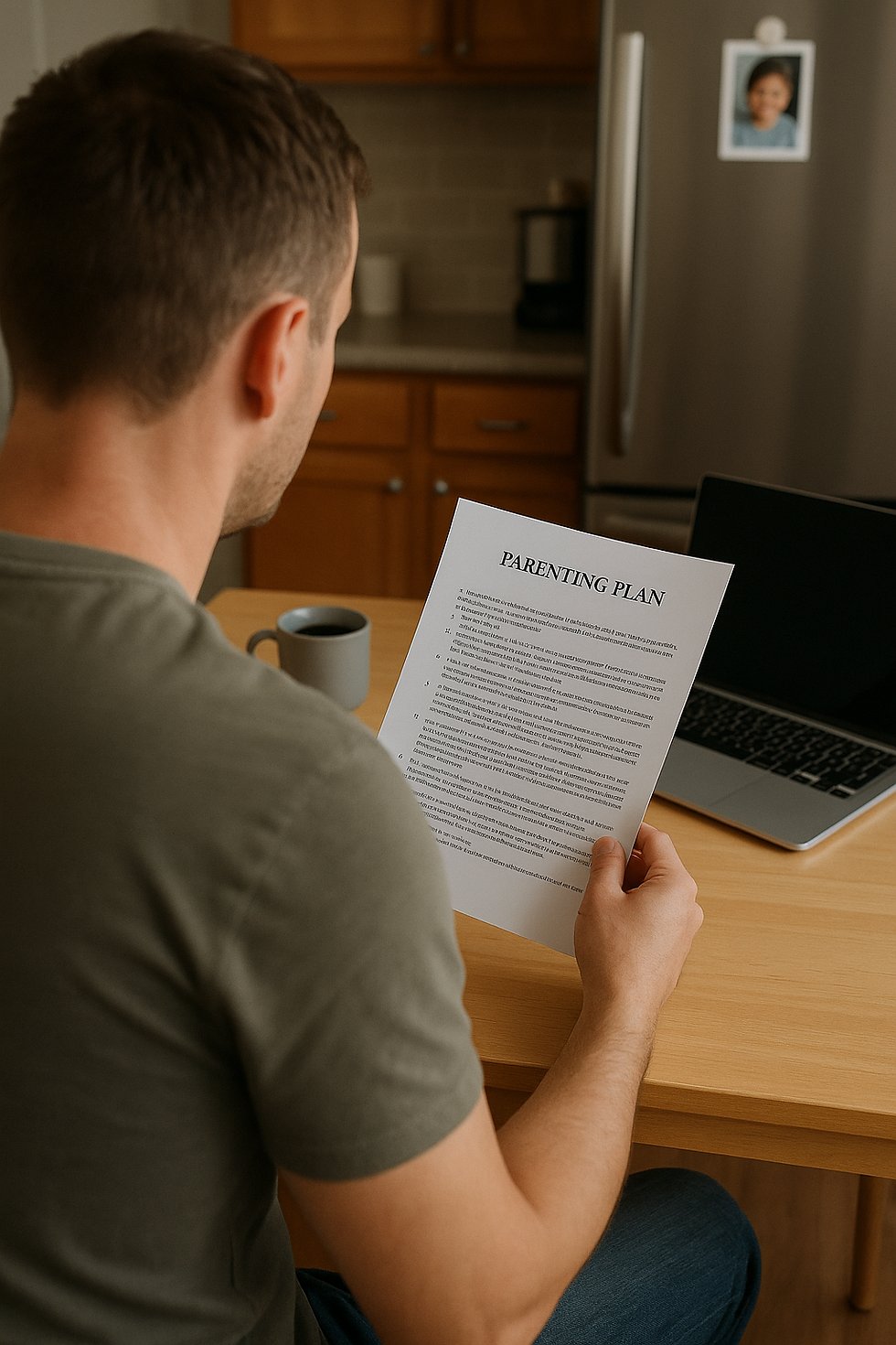 Man reviewing a Parenting Plan showing a final piece in the custody process in North Dakota