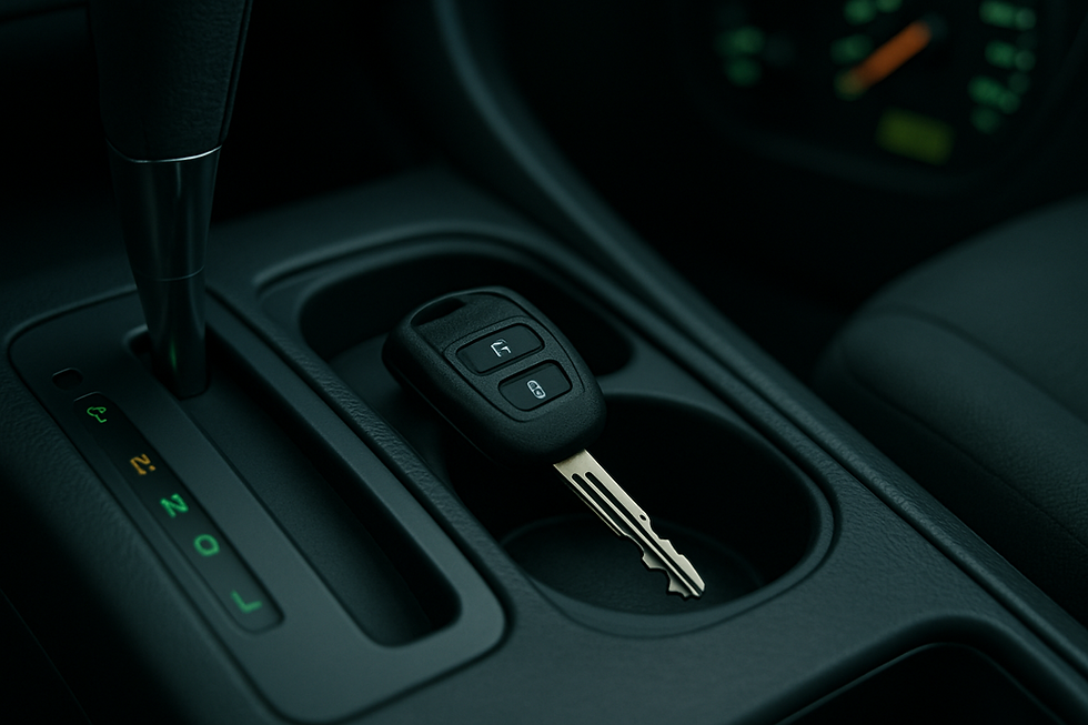 car keys in the cupholder of the vehicle