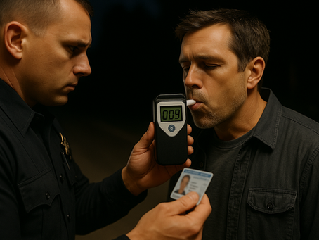 North Dakota cop giving a roadside breath test