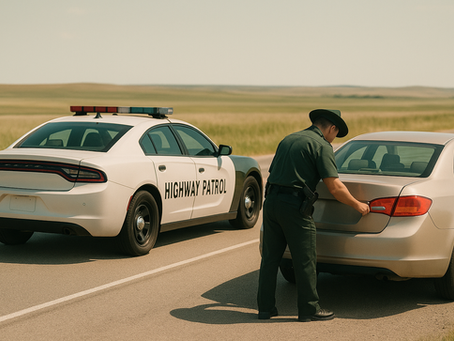 Police search on the side of a highway in North Dakota