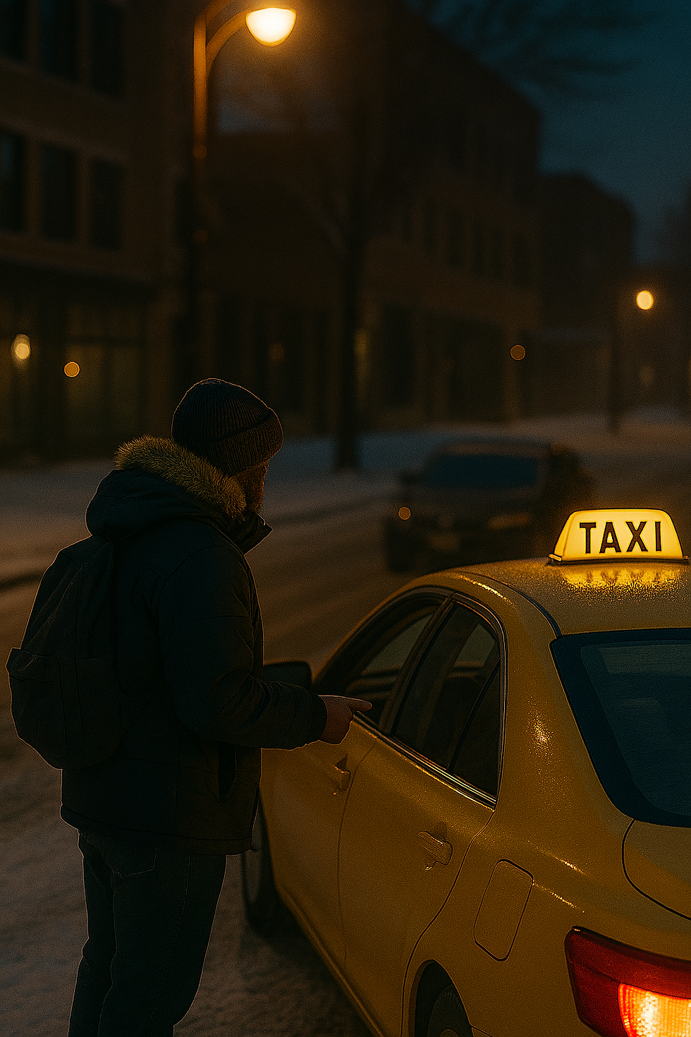 Man about to get into a taxi instead of driving home drunk