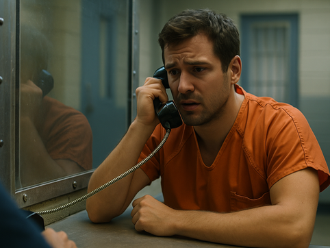 Man on the jail phone after being accused of s crime in North Dakota