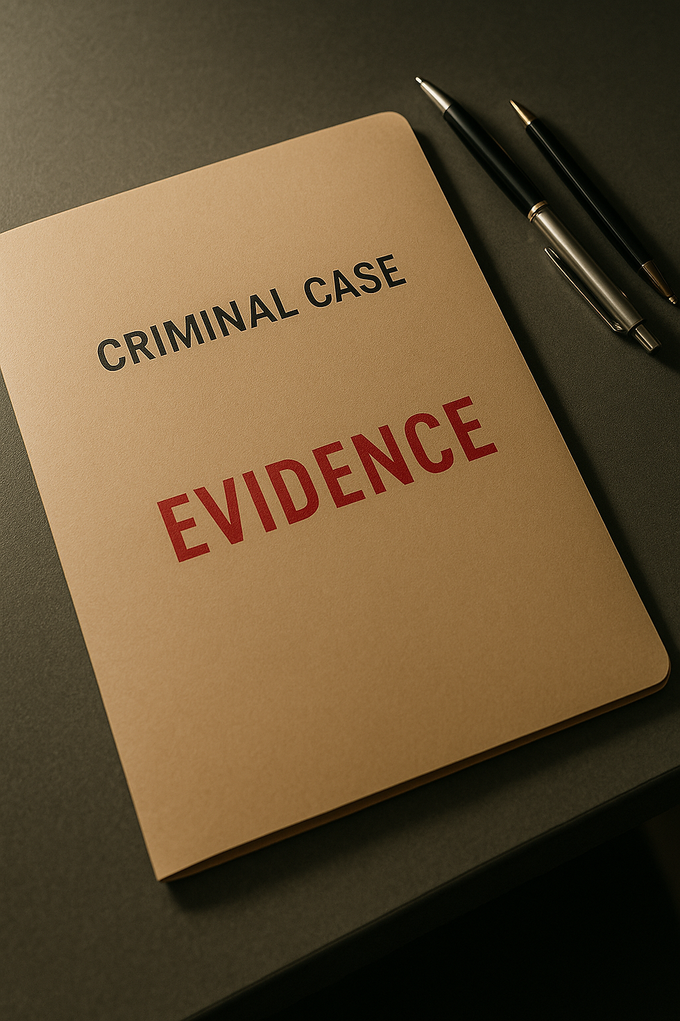 Criminal case file marked "Evidence" showing that someone has been charged with a crime in North Dakota