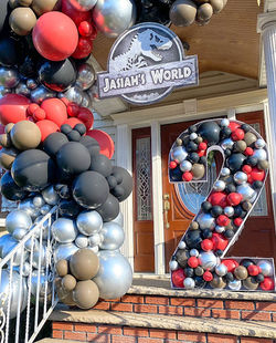 Jurassic World Themed Organic Balloon Porch Garland & Balloon Mosiac