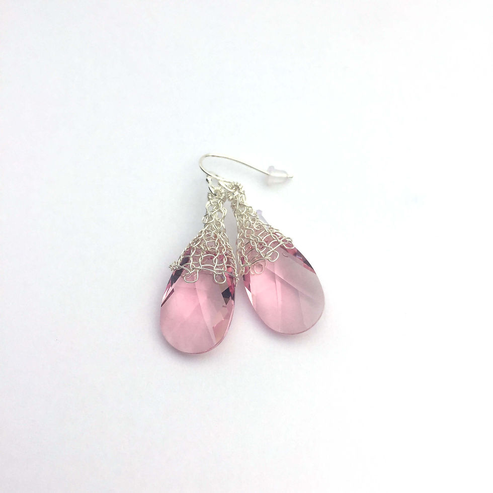Thumbnail: Light Rose crystal earrings - October Birthstone