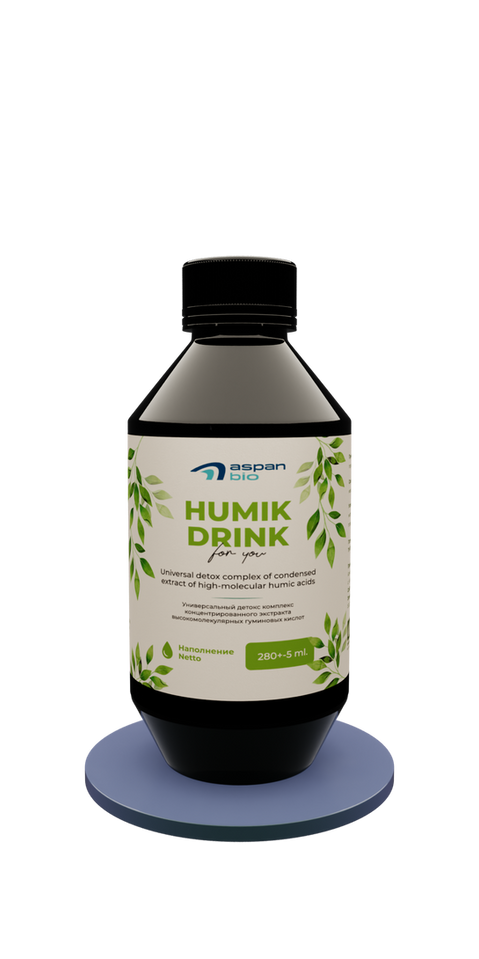ottle of Humik Drink – fermented fulvic and humic acid concentrate for cellular detox and regeneration
