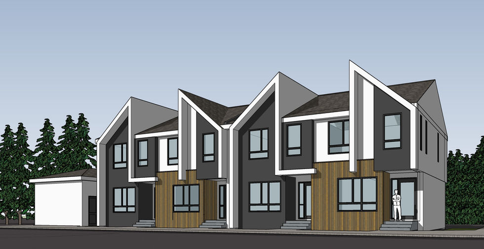 Fourplex with basement suites pre-designed house plan.