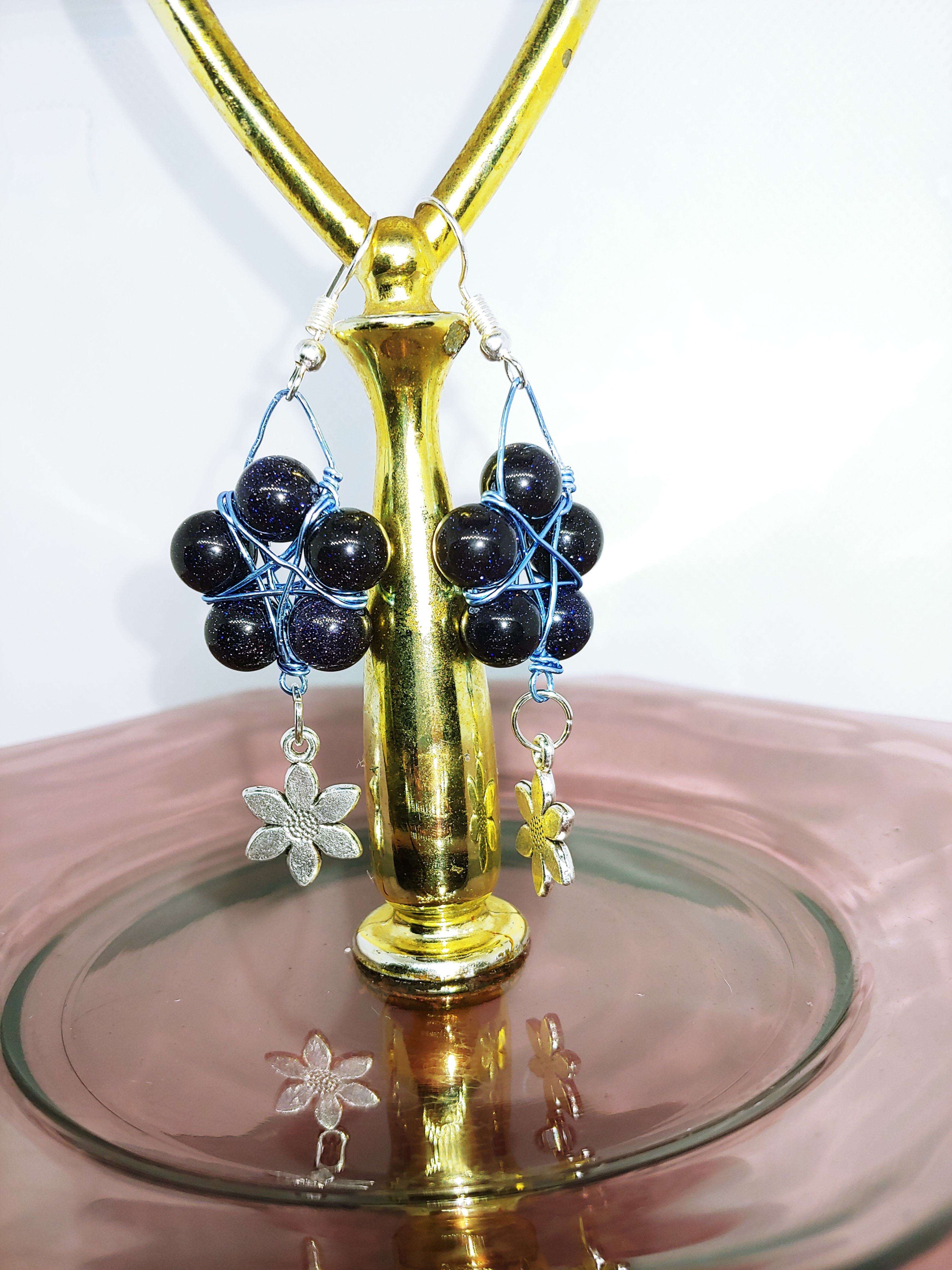 Flower Star Earrings (Blue Sandstone)