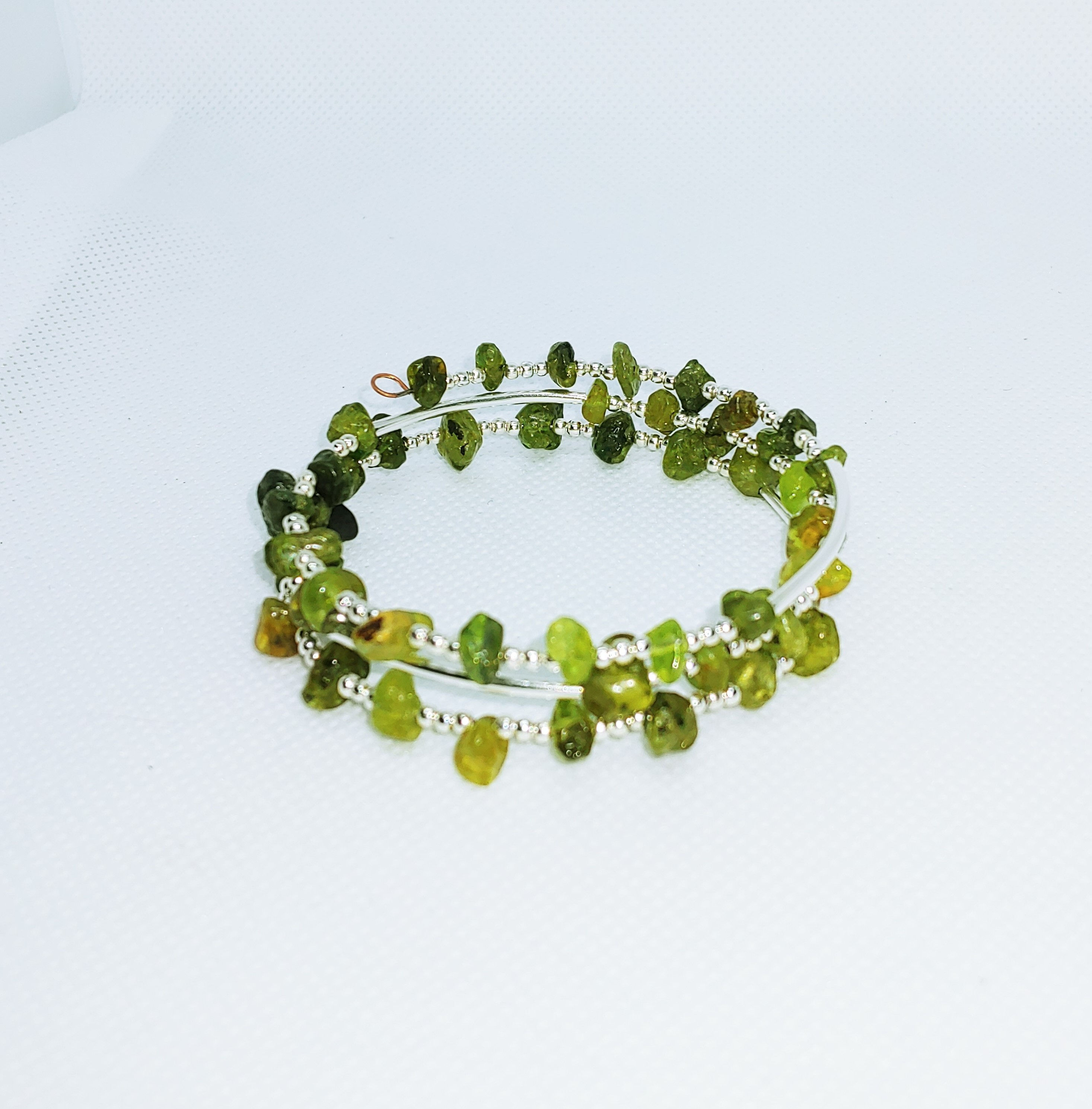 Olivine Pebble Stacked Bracelet
