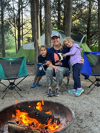 Jayden, Alex and I enjoying the campfire.