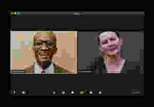 A Zoom video call with two people