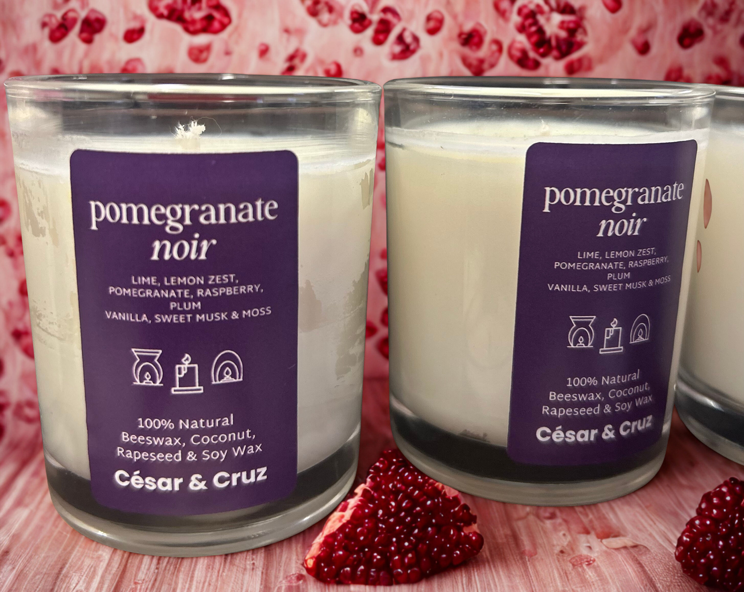 Pomegranate Noir Mini Candle Set — 4 x Natural Travel-Size / Votive 9cl