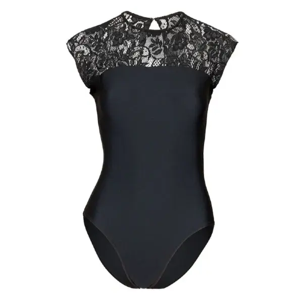 Black lace top leotard