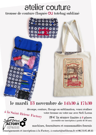 Atelier Couture avec Sofi Loran le 13 Novemvre 2018 au Fablab