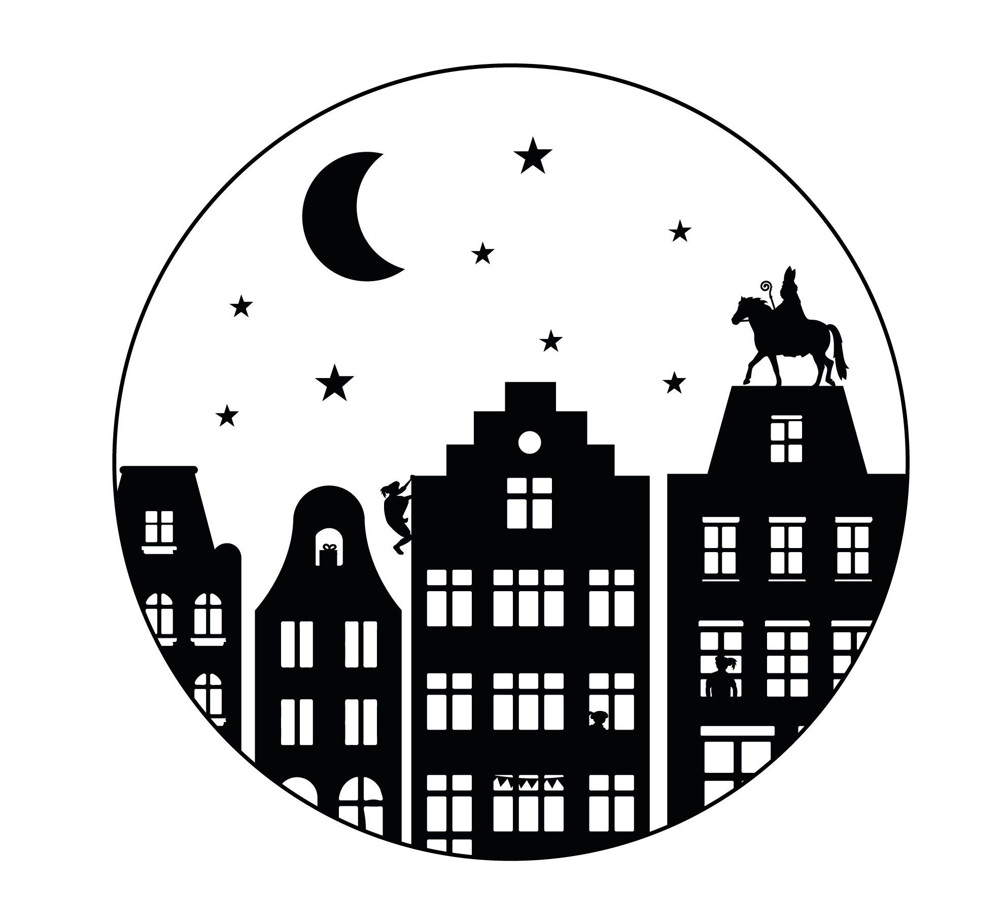 Sinterklaas raamsticker rond herbruikbaar