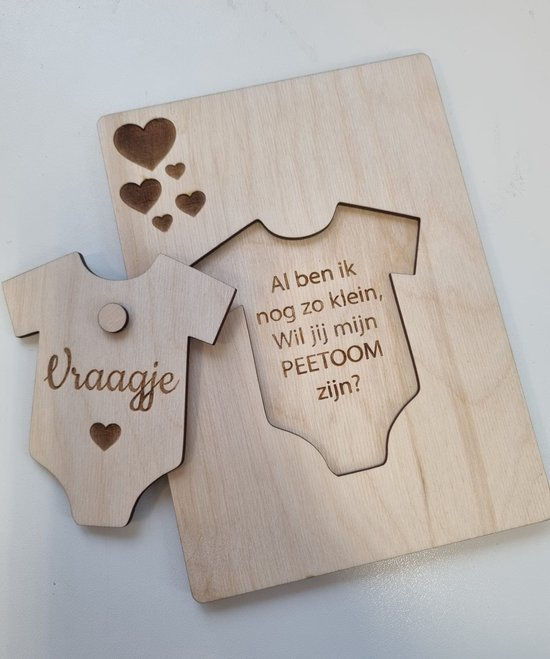 Houten wenskaart Peetoom