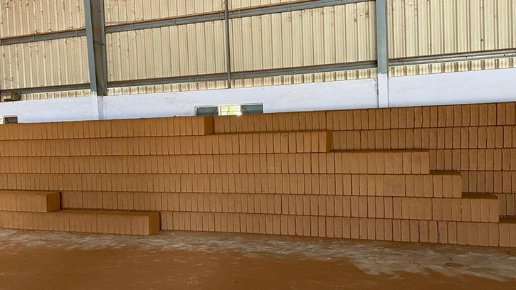 Stacked coco peat bricks