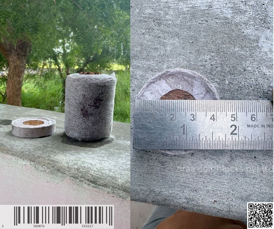 Thumbnail: Coco Peat Disc 50mm Manufacturer – stacked coco peat discs showing size and thickness