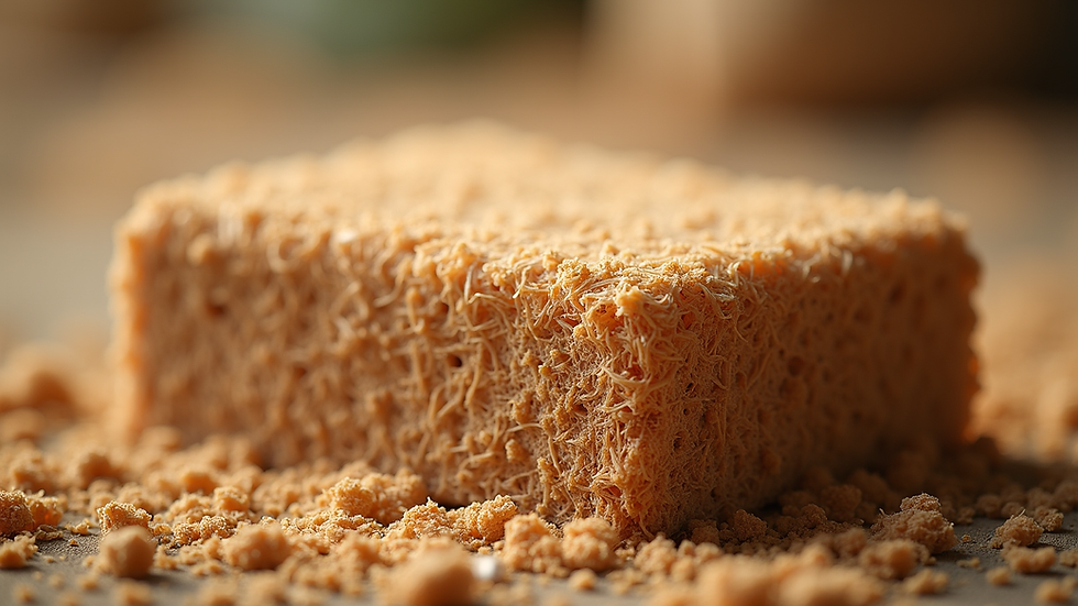 Close-up view of compressed coir block ready for hydration