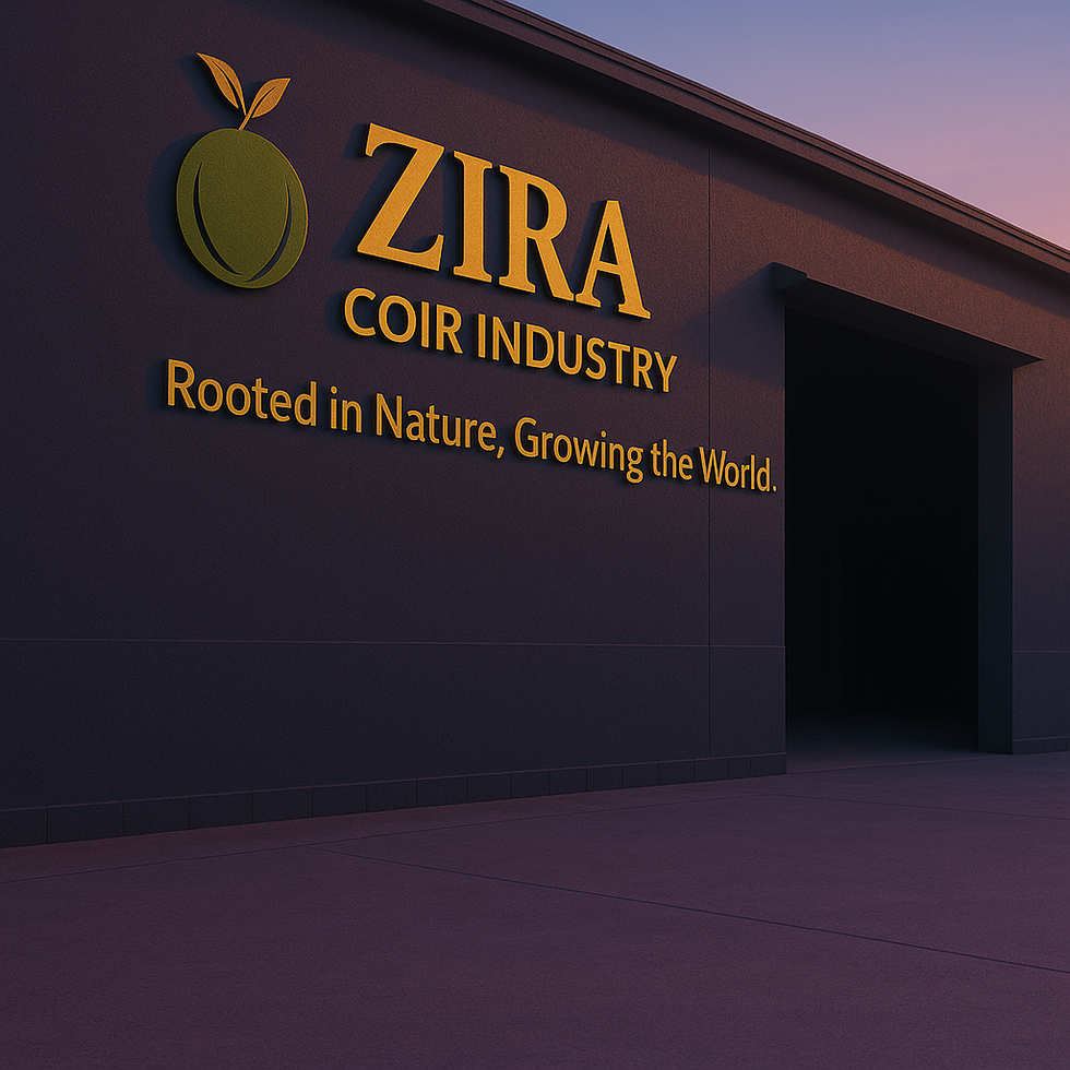 Ein Gebäude mit der Aufschrift „Zira Coir Industry“