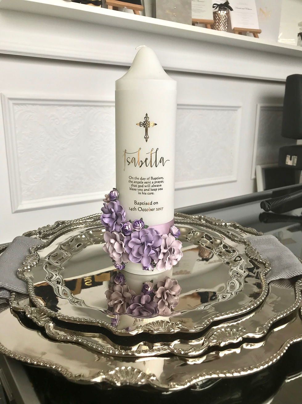 Isabella Lilac Christening Candle