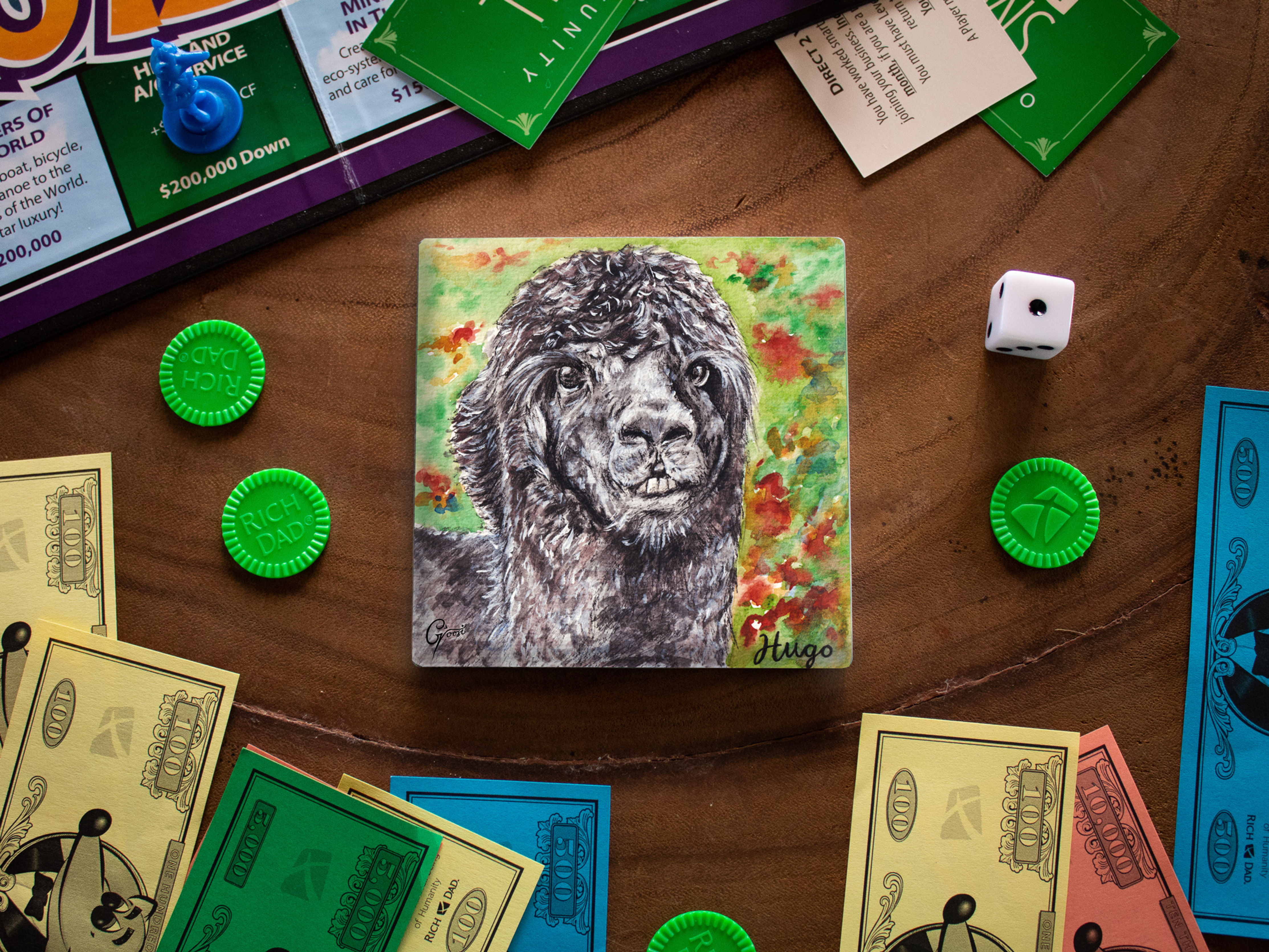 "Hugo" Alpaca Ceramic Tile Coaster