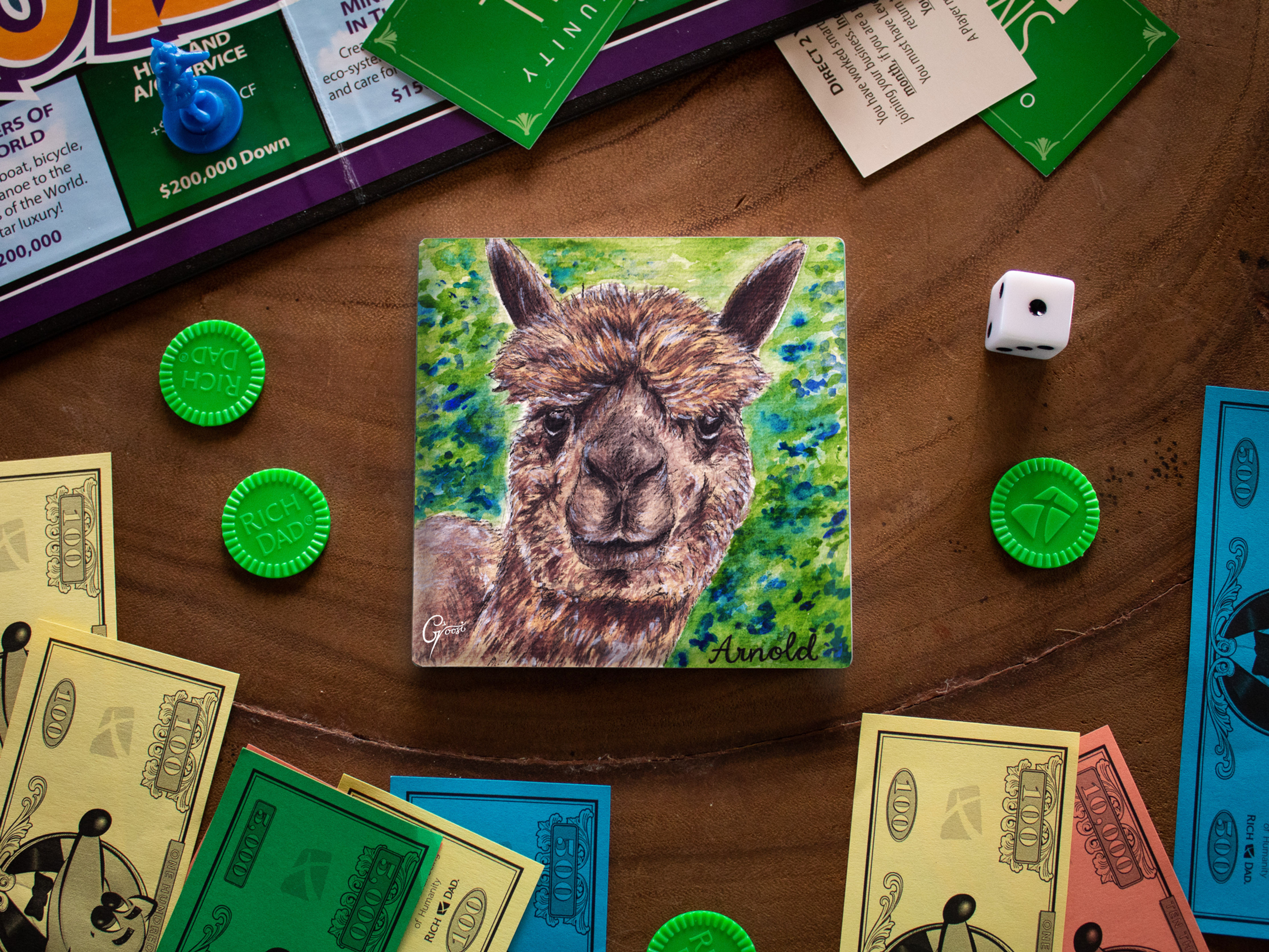 "Arnold" Alpaca Ceramic Tile Coaster