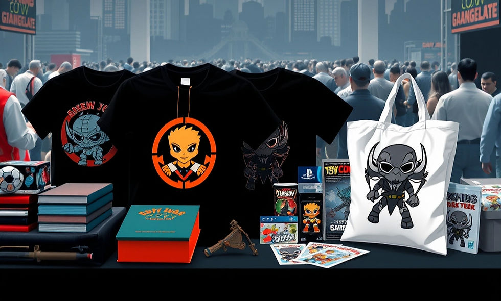 I want an image in landscape format that promotes tshirts, stickers, bags, and other custo