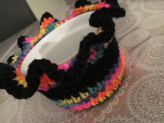 Pot recyclé au Crochet déco perle et fleur