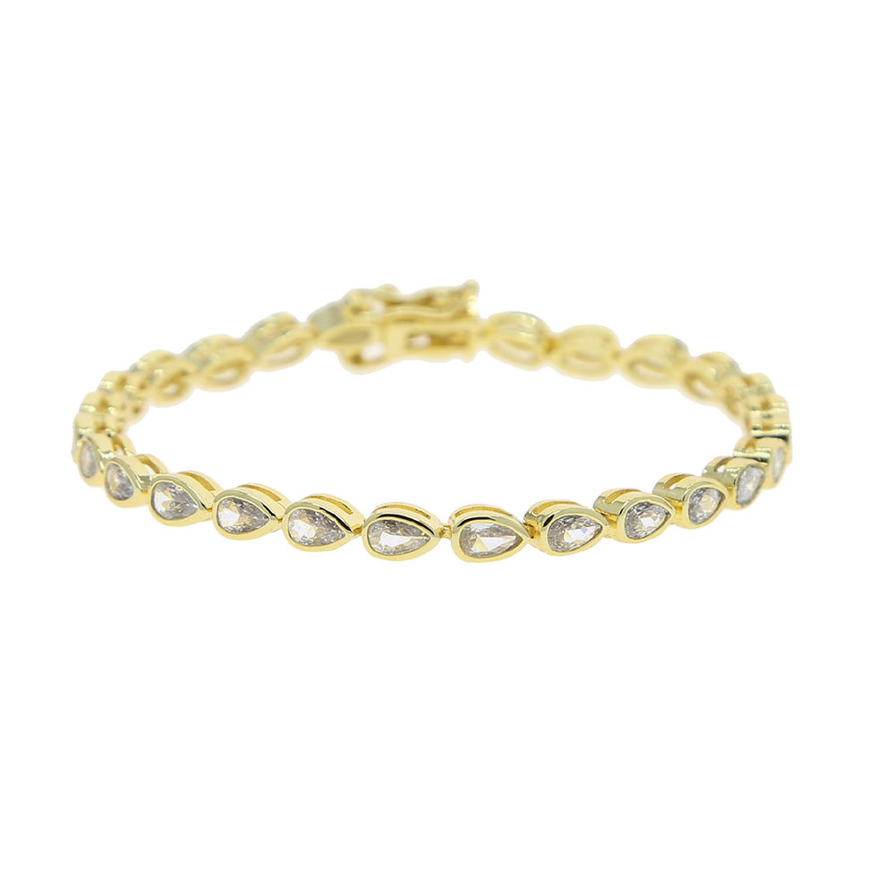 Thumbnail: Various Shaped Geometric Bezel Cubic Zirconia 5A CZ Tennis Chain Bracelet Classi