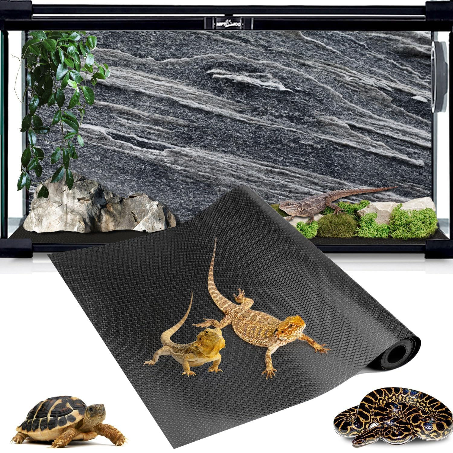 120 Gallon Reptile Terrarium Mat Liner 96" X 24" Bearded Dragon Tank Accessories