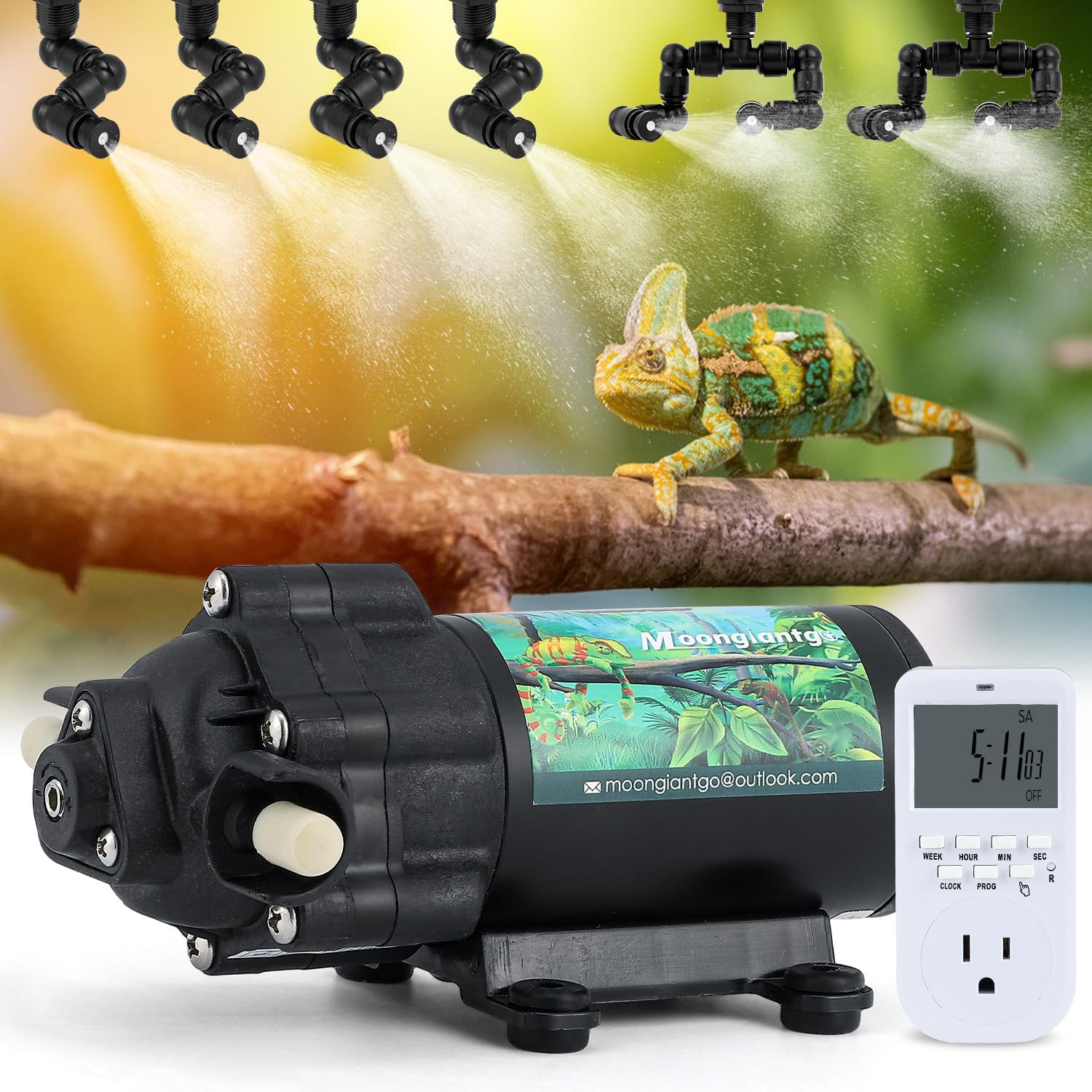 Reptile Humidifier - Reptile Misting System with 4PCS 360°Adjustable