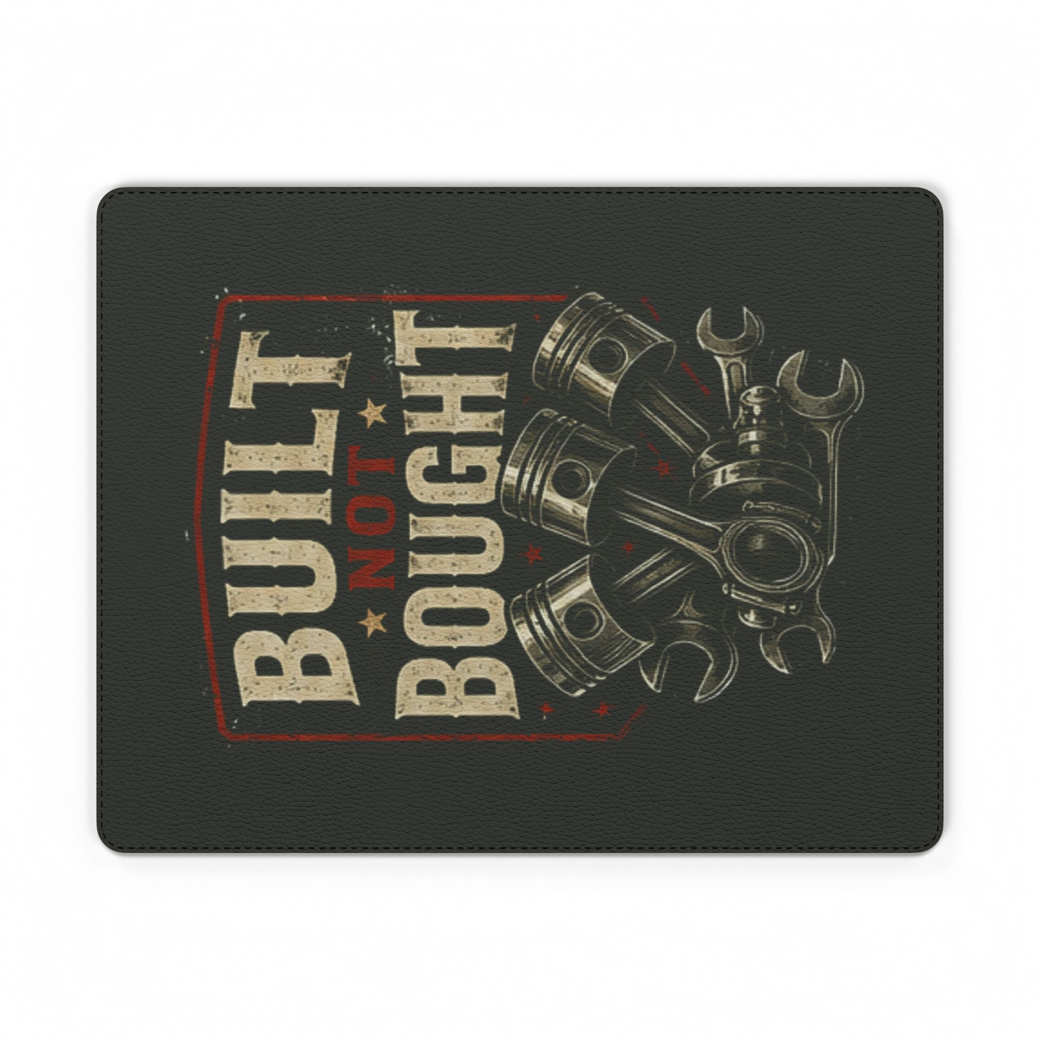 Built Not Bought PU Leather Mouse Mat — Mechanic Garage Desk Pad
