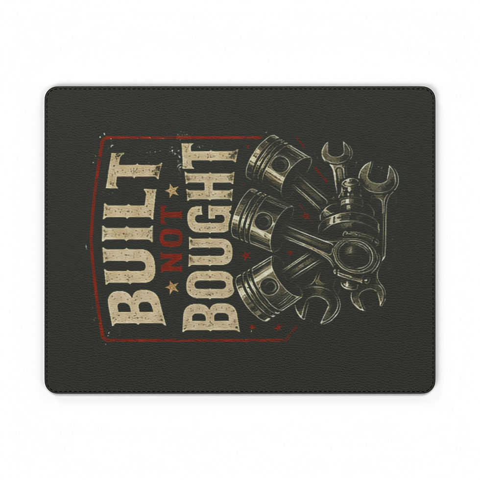 Thumbnail: Built Not Bought PU Leather Mouse Mat — Mechanic Garage Desk Pad