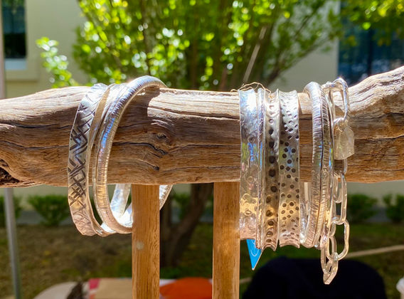 Silver bangles and bracelets