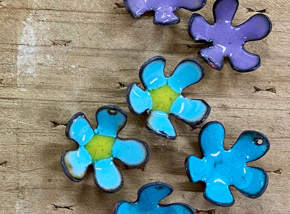 Purple and turquoise enamel earings