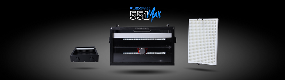 FlexPak 551 Max Pre-Roll Machine with Cone Plate, Setup Box and Crowning Tool floating above a grey floor with shadows