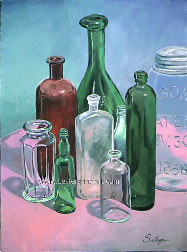 Bottles, Acrylic, 24"x18"