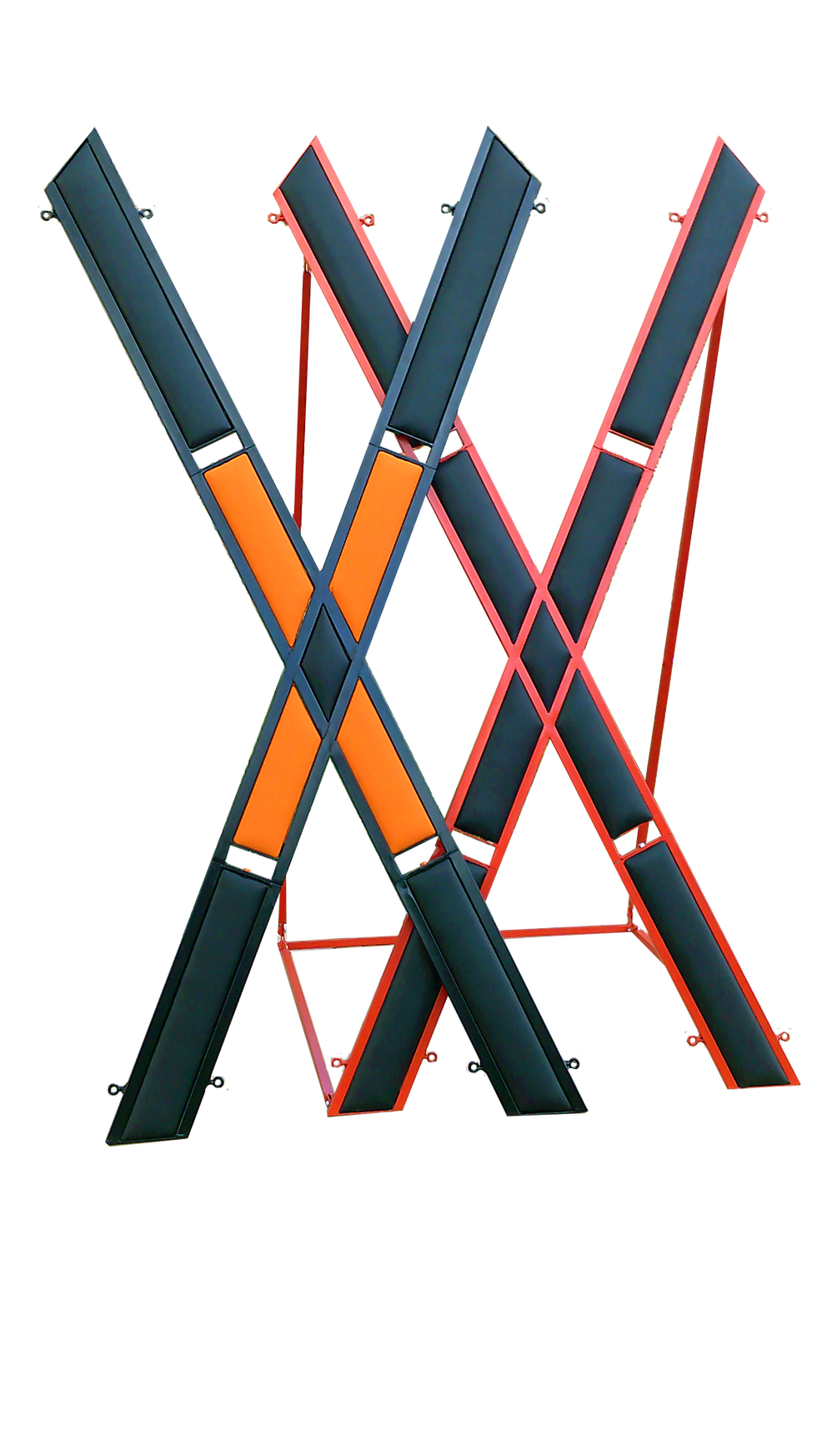 Handmade St. Andrews Cross made from sturdy ERW metal tube with powder-coated finish, approx. 98cm wide and 200cm tall.