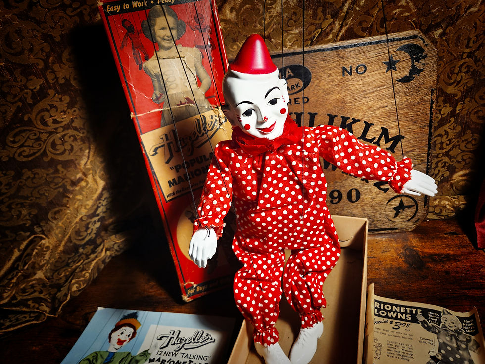 Thumbnail: 1950s Hazelle's Teto the Clown Marionette String Puppet