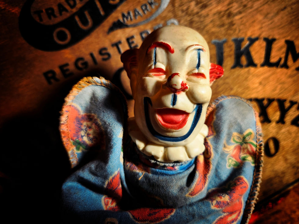 Creepy clown hand puppet