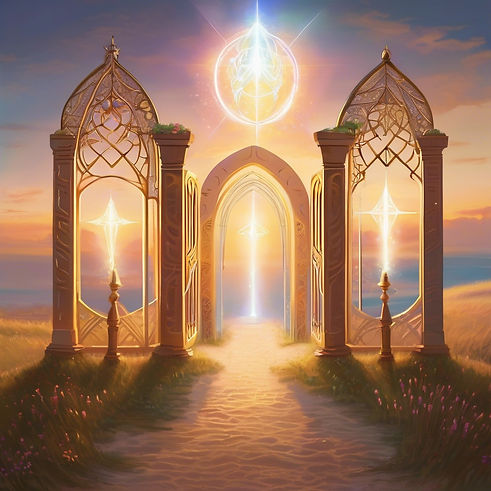 ethereal light, THREE gateways side by side in dream realm with light symbols.jpg