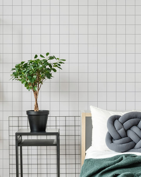 Papel de Parede Infantil Grid Xadrez Amarelo Claro